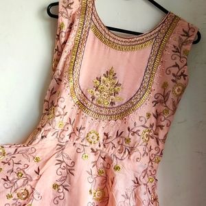 Peach party wear floor length dress(NEW)